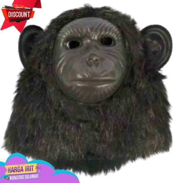 TRENDING TOPENG BENTUK MONYET GORILA KINGKONG WARNA COKLAT HITAM PUTIH BAHAN HALUS - MAINAN ANAK