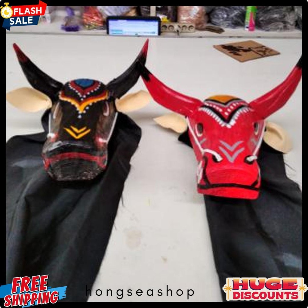 Bantengan Tanduk Asli Free Kain Kemul Panjang Banteng Kayu (6.6)