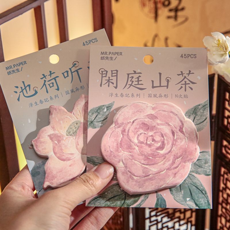 

Catatan Tempel Tidak Teratur Lukisan Tinta Peach Lotus Dekorasi Jurnal Kertas Memo