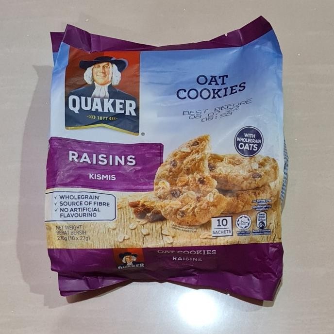 

QUAKER OAT COOKIES WITH WHOLEGRAIN OATS RAISINS / KISMIS 10 X 27 GRAM