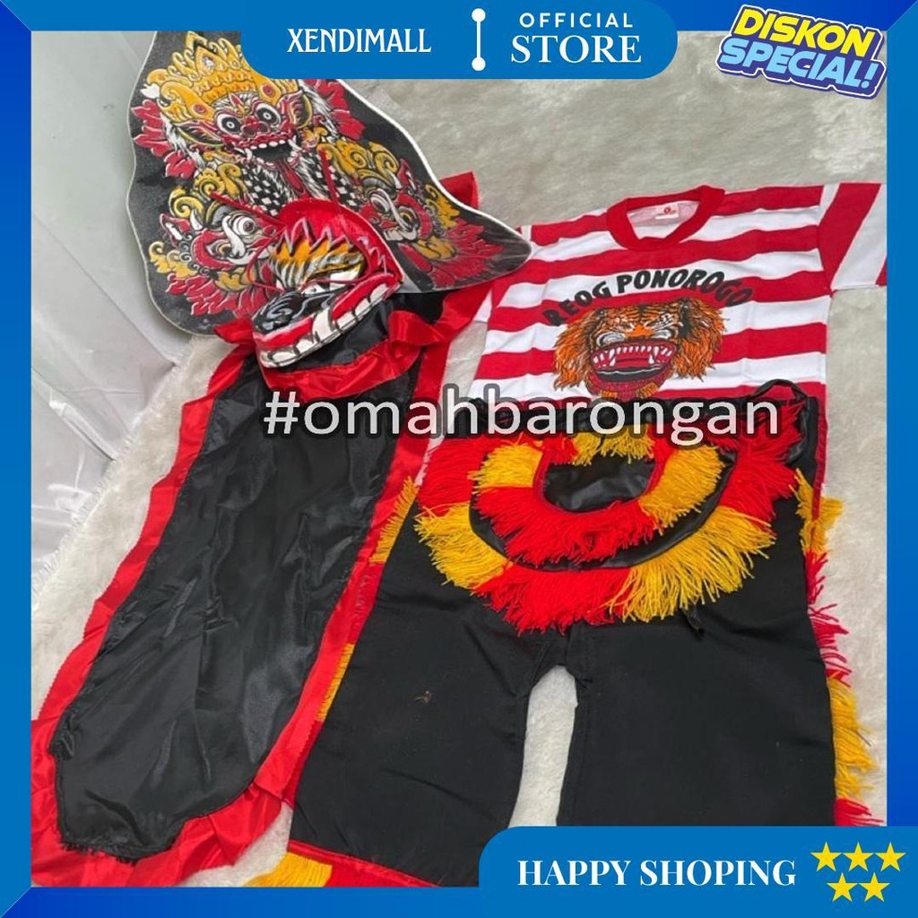 [ Cod ] Mainan Anak Stelan Kaos Celana Reog Ponorogo Dan Barongan Devil Caplokan Spon Free Embong Ke
