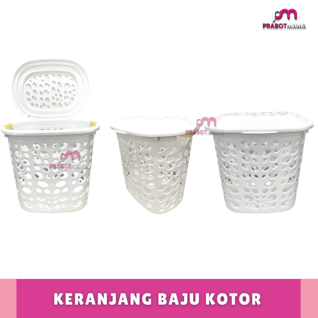 Terbaru Laundry Basket Tutup Putih Helmut - Prabotmama / Keranjang Baju Kotor Aesthetic / Tempat Ser
