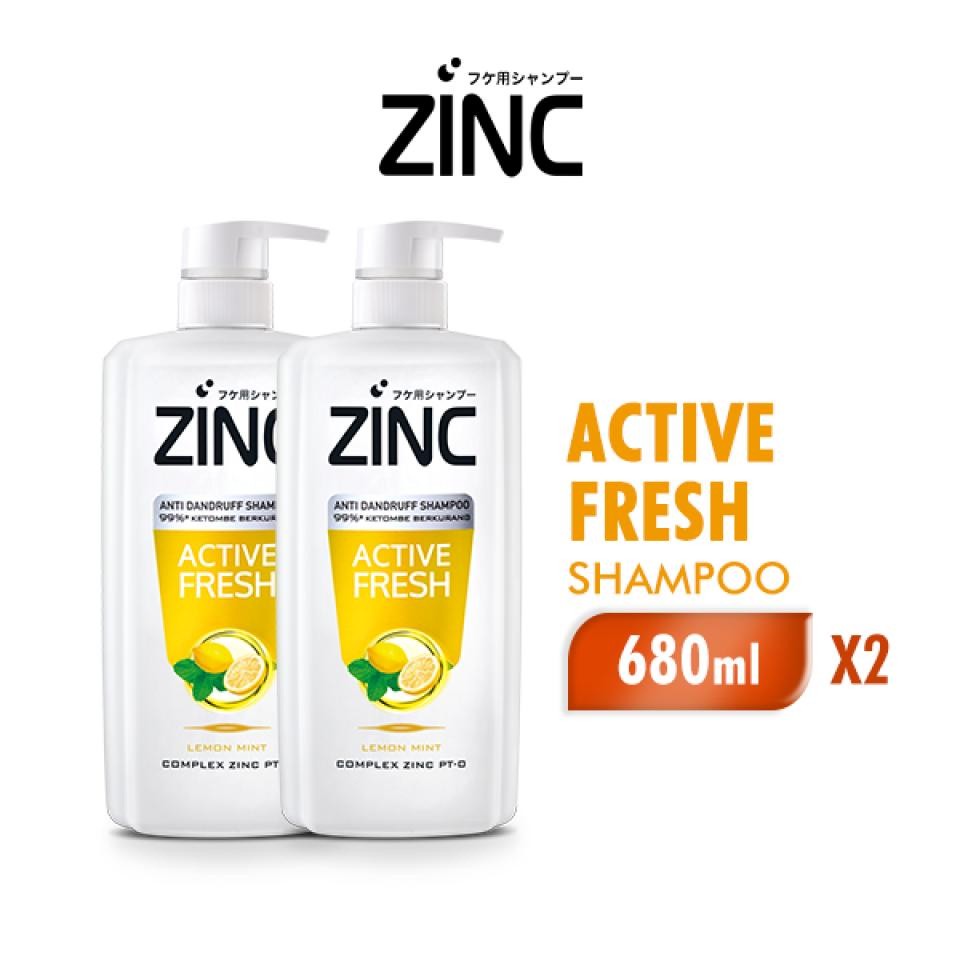 Zinc Shampoo Active Fresh Botol 680 ml x2 - Gambar 2
