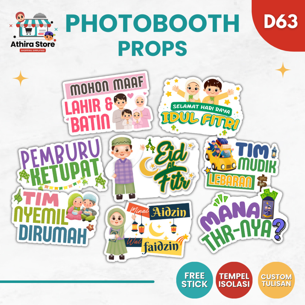 D63 Dekorasi foto idul fitri photobooth props lebaran custom hari raya foto properti custom
