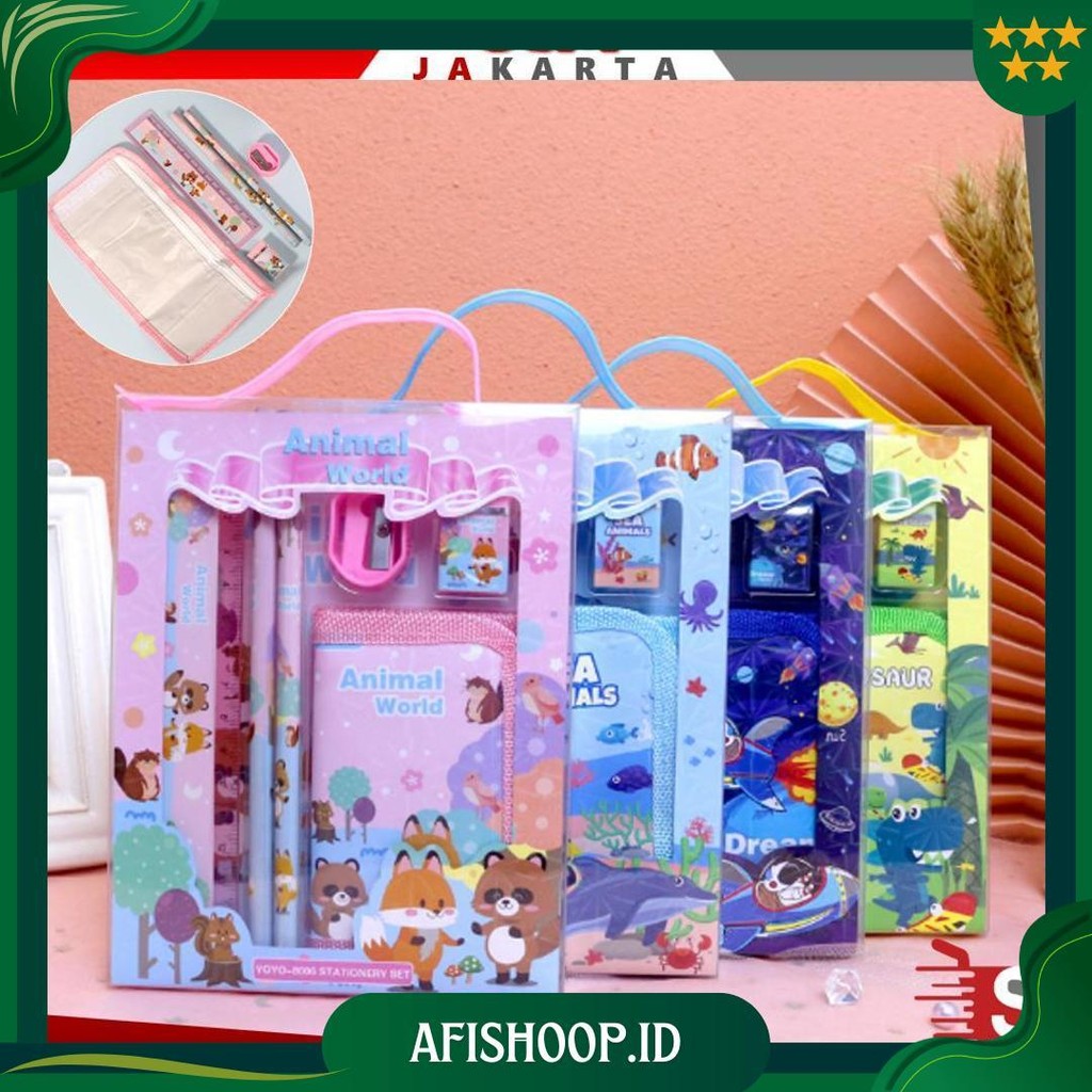 

Osm Jkt S5926 Stationery Set / Alat Tulis Set 6 In 1 Hadiah Souvenir / Paket Alat Tulis + Dompet Anak / Alat Tulis Set Karakter Gratis Ongkir