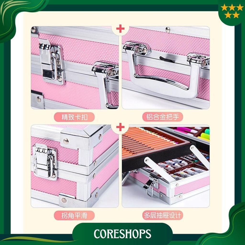 

Wd Crayon Set 145Pcs Koper Aluminium Besi Krayon Pensil Warna 145 Pcs Box Alat Lukis Anak Koper Set Cod