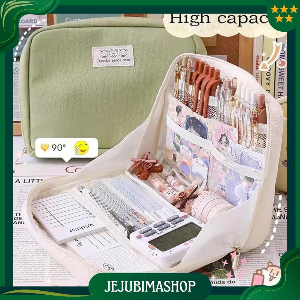 

[Cod] 8-Layer Super Large Capacity Pencil Case Kawaii Canvas Pencil Box Pen Pouch Organizer For Girls Back To School Stationery Supplies Promo