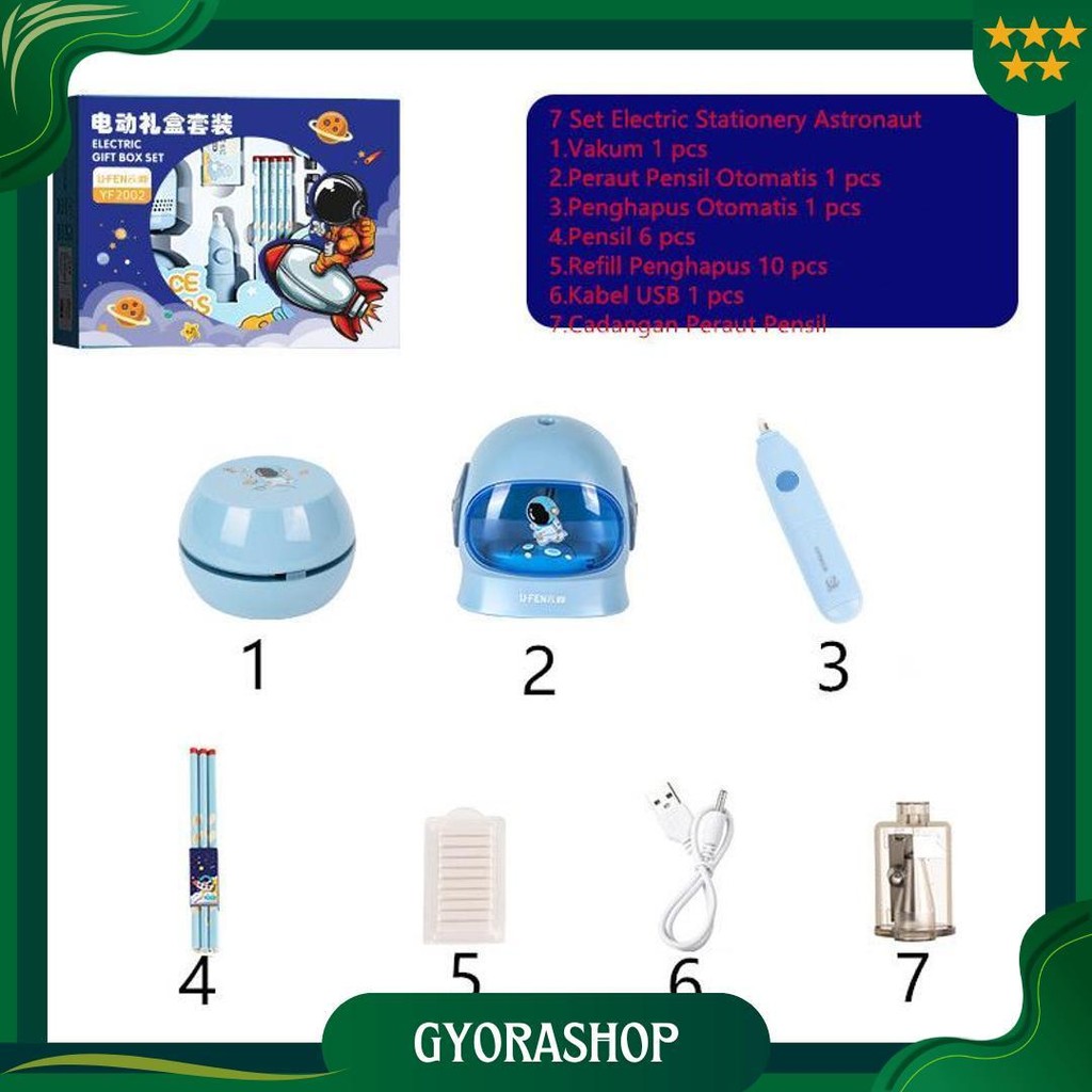 

Gagalu Electric Stationery Set / Set Alat Tulis /Elektrik Rautan Penghapus Vacuum Pensil 11 In 1 /Anak Alat Perkakas Belajar Anak Perempuan Kado Best Seller