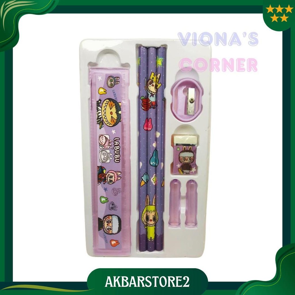 

Labubu Set Alat Tulis Paket Stationery Anak Sekolah 6 In 1 Pensil Penggaris Penghapus Rautan Pensil Promo 4.4