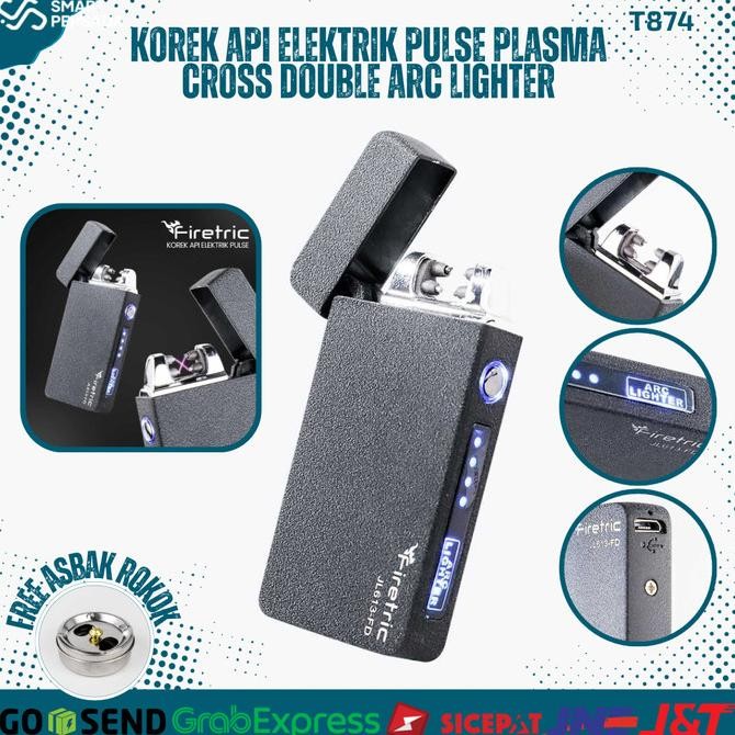 Korek Api Unik Elektrik Cross Double Plasma Mancis USB Cas Listrik LED TER
