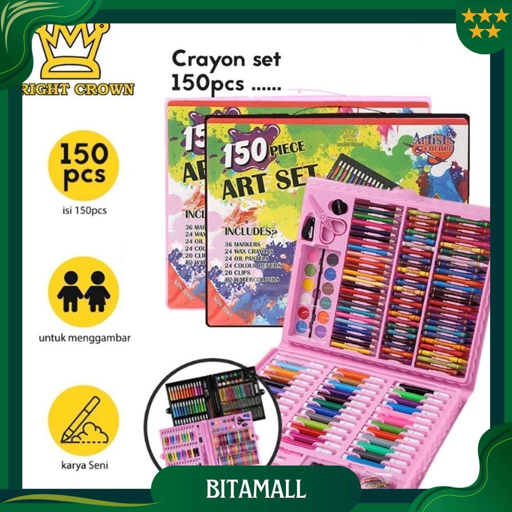 

Bright Crown Art Full Set Crayon Isi 150 Pcs / Set Crayon Perlengkapan Menggambar & Mewarnai Gratis Ongkir