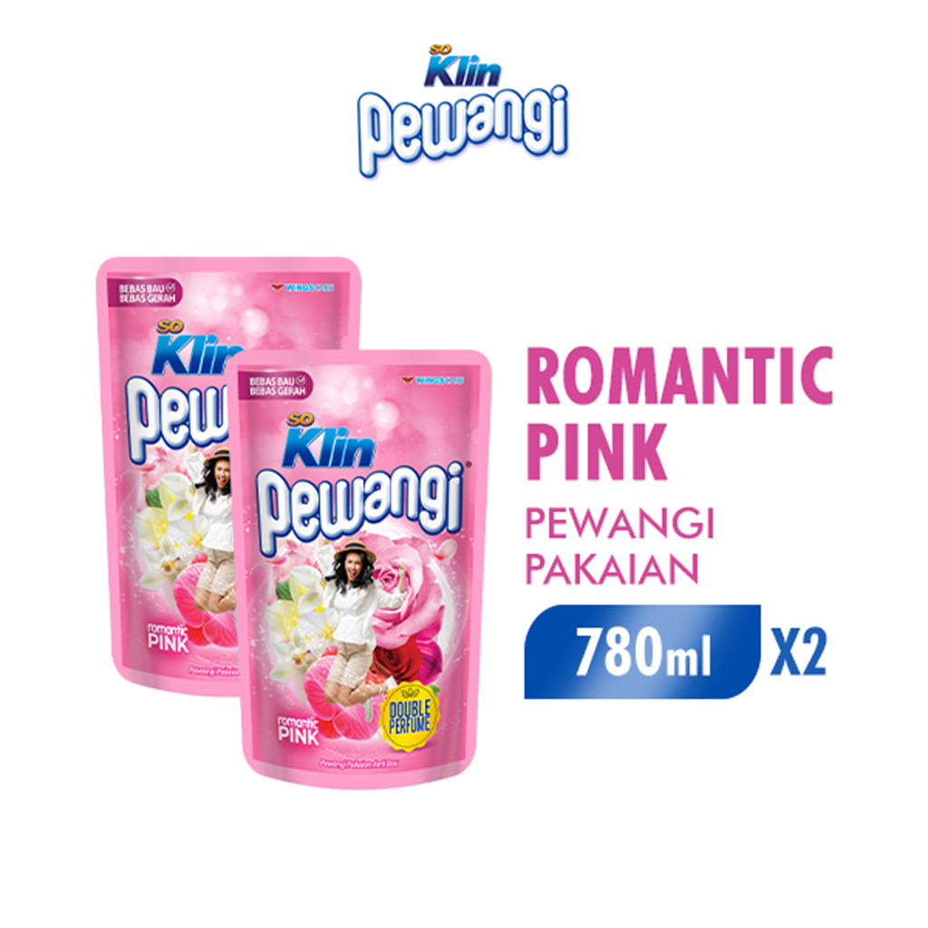 Soklin Pewangi Pakaian Romantic Pink Pouch 780 ml x2