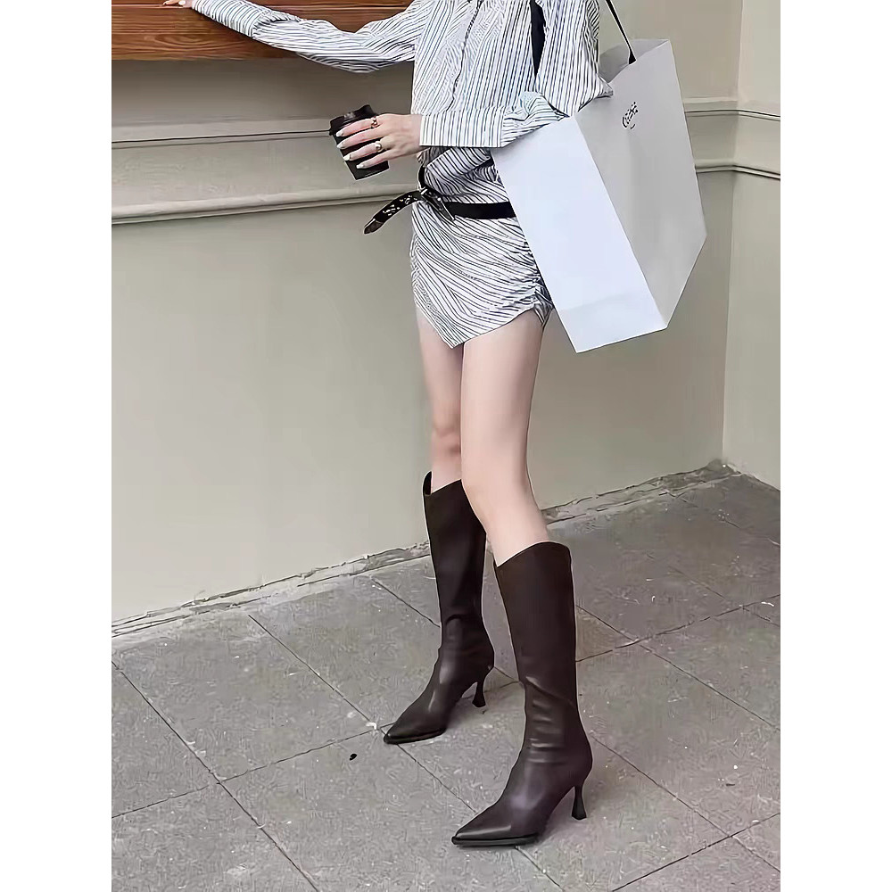 Women's over-the-knee stiletto boots, boots, heels, zip-up boots