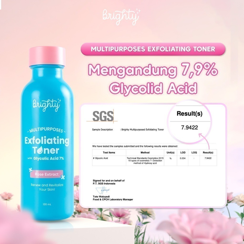Brighty Multipurpose Exfoliating Toner Pemutih badan pencerah badan pencerah ketiak pemutih leher pe