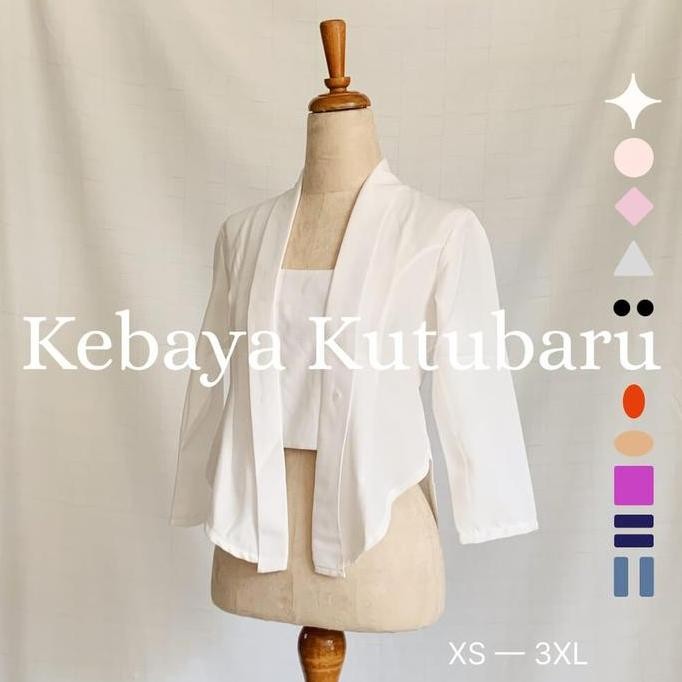 Loewes ATASAN KEBAYA KUTU BARU MODERN LINEN LOOK KATUN JEPANG PREMIUM Lengan Panjang 3/4 Warna Putih