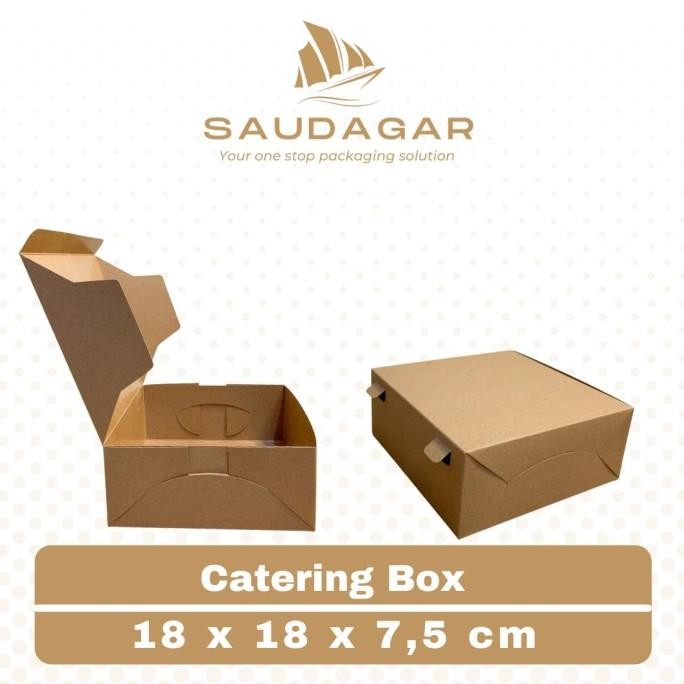 

Box Kotak Nasi Katering ukuran 18x18 bahan kraft lanasi