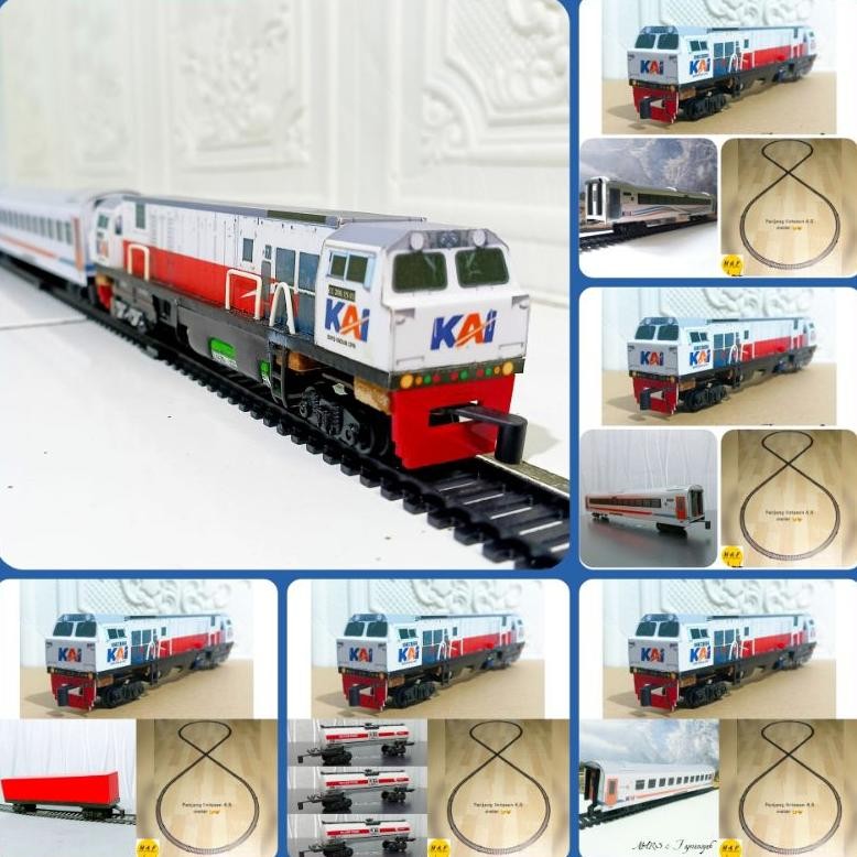 PK32 KERETA API INDONESIA | FULL SET RANGKAIAN | LOKOMOTIF CC206 | GERBONG | REl Original