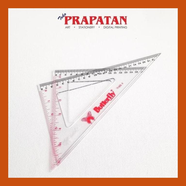

[ PERALATAN LUKIS / GAMBAR ] PENGGARIS SEGITIGA BUTTERFLY NO 8 / TRIANGLE RULER GOOD QUALITY