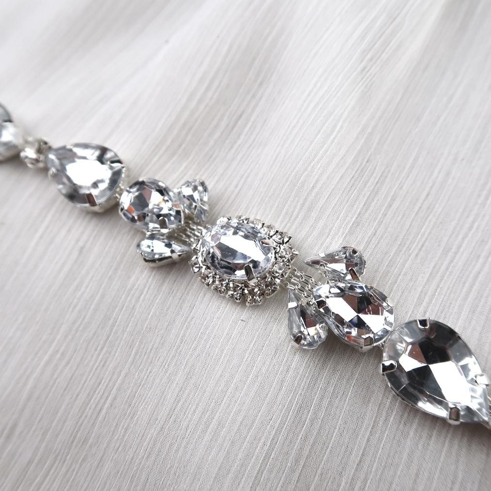 fx-4 Payet Rangkai Kristal Swarovski Cantik Mewah Import Besar Jahit Tempel Aplikasi Bridal | Fancy 