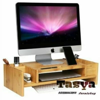Meja monitor/ laptop,tatakan monitor desktop kayu jati solid BIM