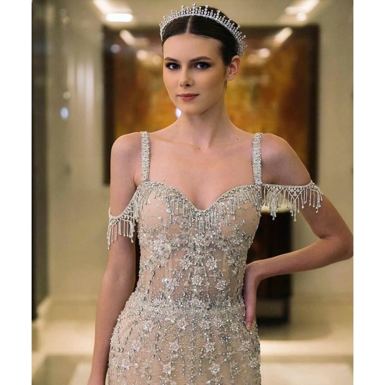 ede-78 Payet Rangkai Mewah Import | Payet Mutiara | Bridal Sash Belt | Rhinestone Chain Premium Hema