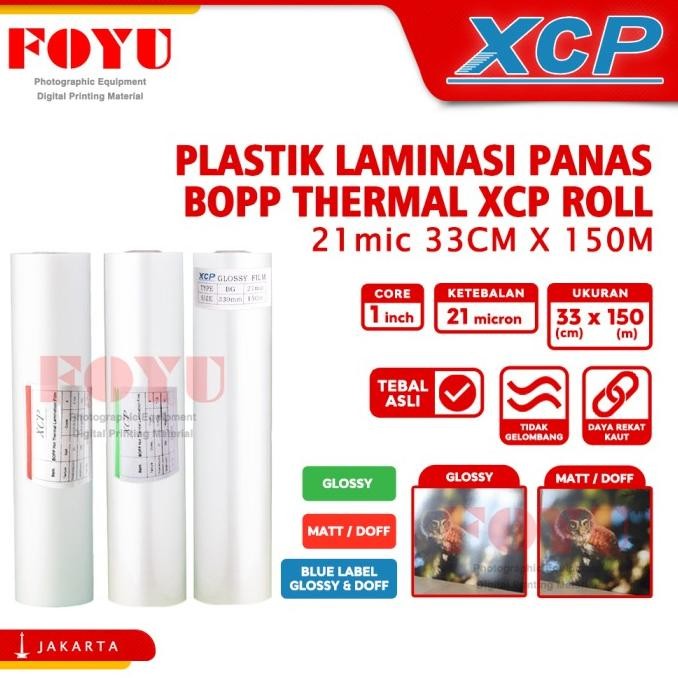 

Plastik Laminasi Panas BOPP Thermal XCP Roll 21 mic 33CM x 150M
