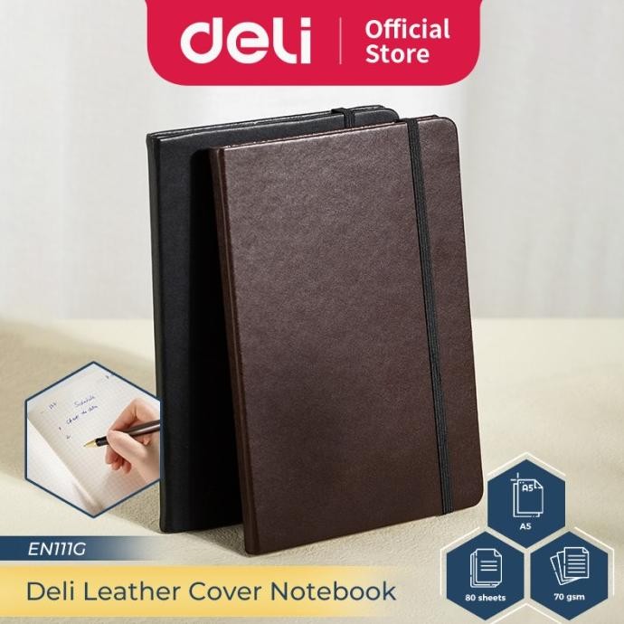 

Deli Notebook Kulit / Leather Cover Notebook 80 lembar EN111G