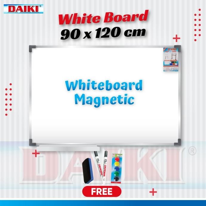 

BEBAS ONGKIR - Whiteboard / Papan Tulis Magnetic DAIKI Uk 90x120 Cm