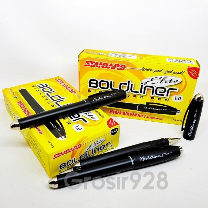 

TERMURAH - (Per 12) Pen / Pulpen Gel 1.0 Standard Bold Liner ELITE Black