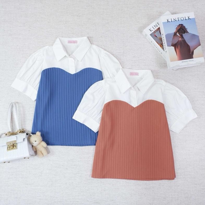 CR - [COTTONBELLS] BAJU PREMIUM ARIELLA KOMBI PLAID TIED TOP (GT - B 13530) TERLARIS