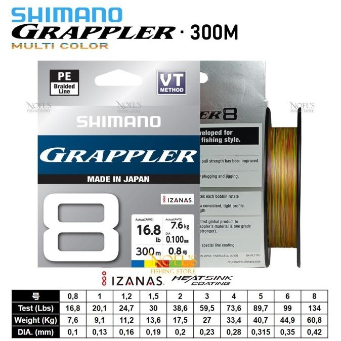 Senar Pe Shimano Grappler 300M | Multicolor Izanas | Made In Japan
