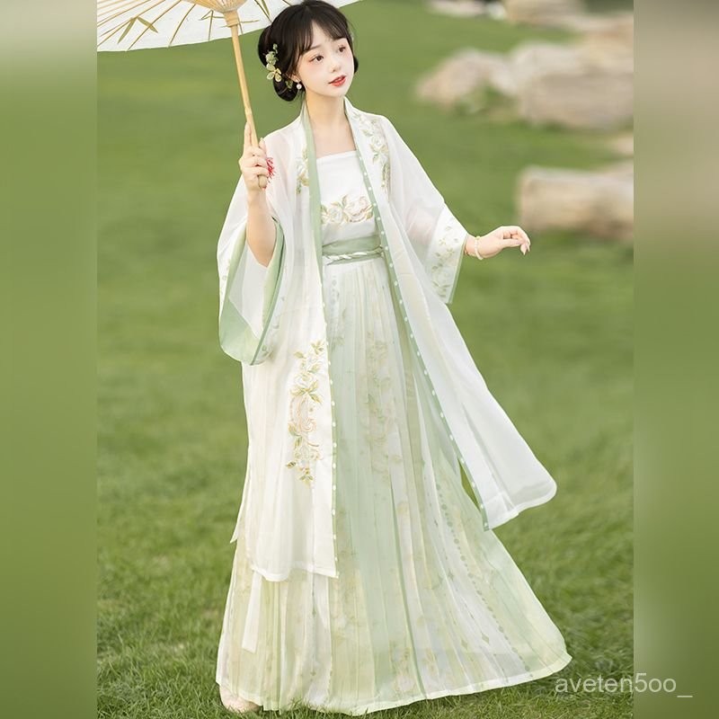 cheongsam Han Yi Tian Xia[Jasmine]Original Song Dynasty Style hanfu chinese Women's Changgan T colle