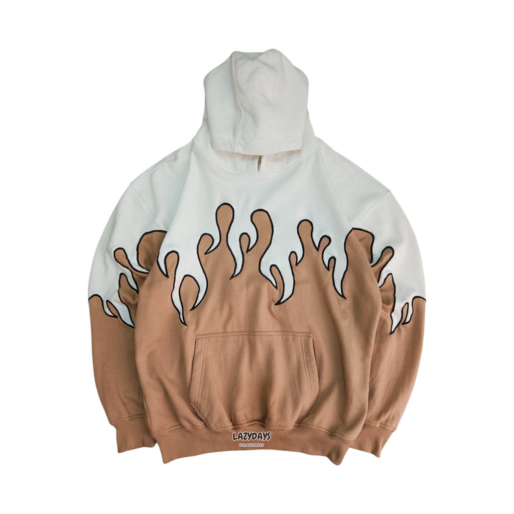 (LFB REWORKED) WHITE X MOCCA DOWN FLAME HOODIE