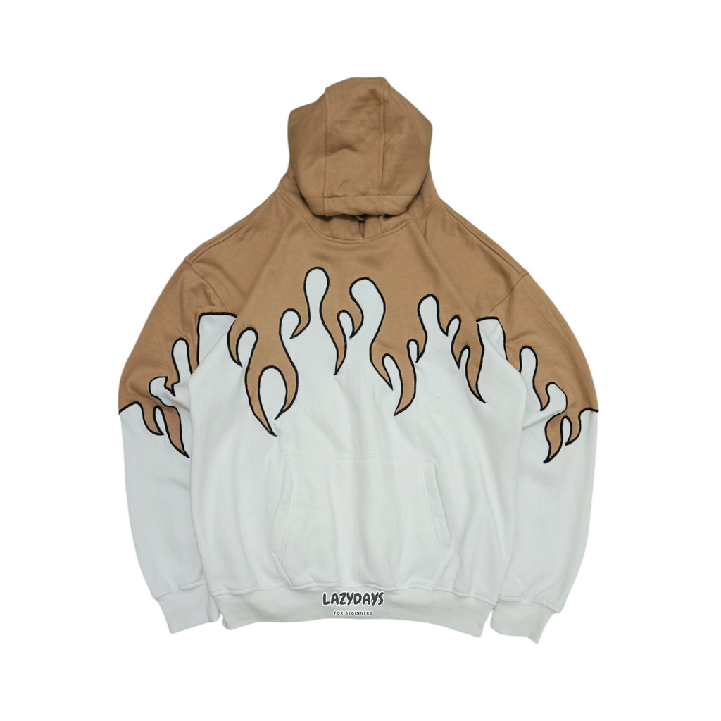 (LFB REWORKED) MOCCA X WHITE DOWN FLAME HOODIE