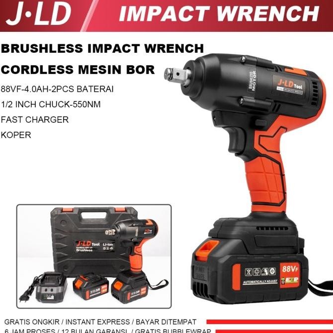 JLD Mesin bor impact baterai torsi besar 550NM impact wrench brushless