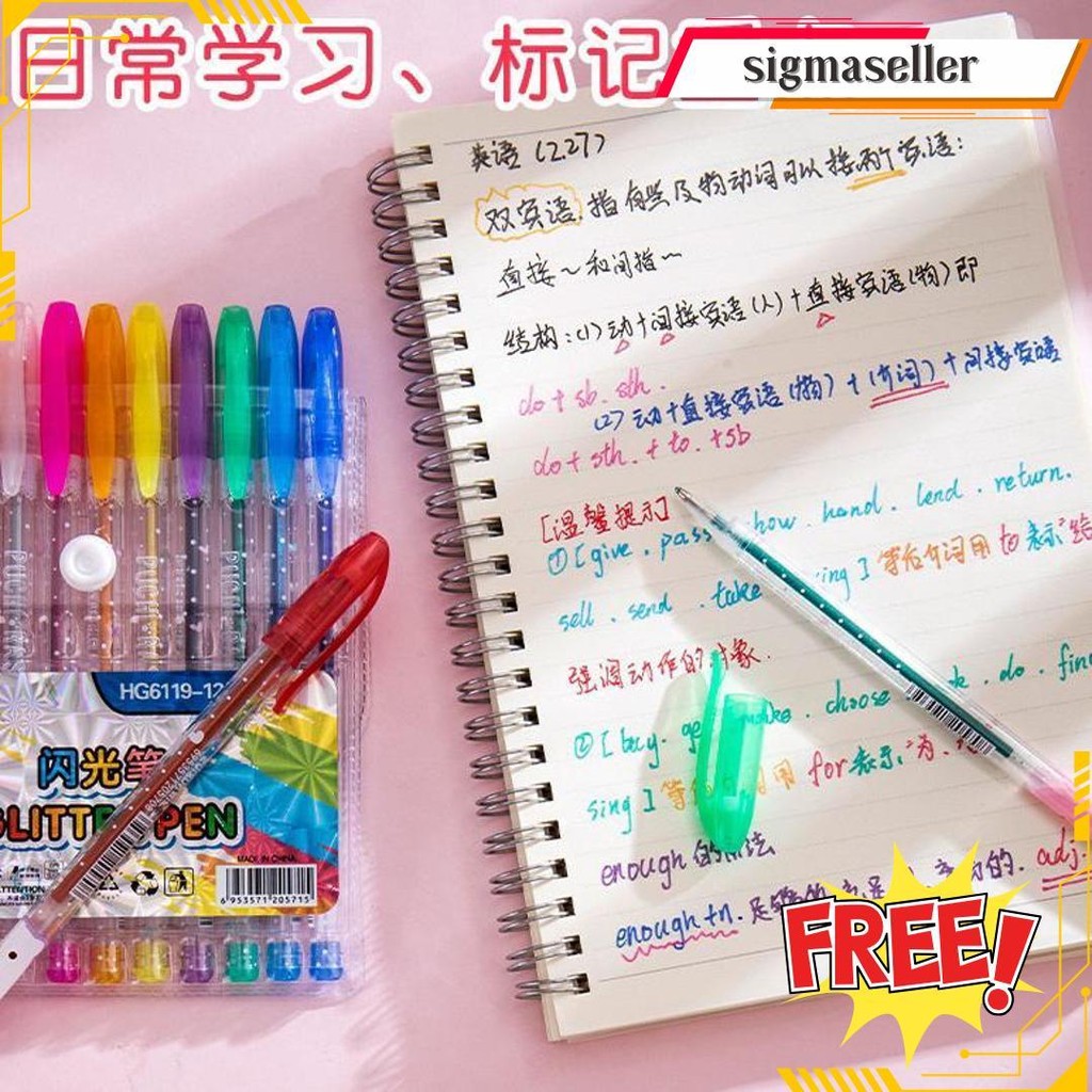 

Pen Gel Glitter Pelangi Blink Blink 12 Warna Bisa Cod