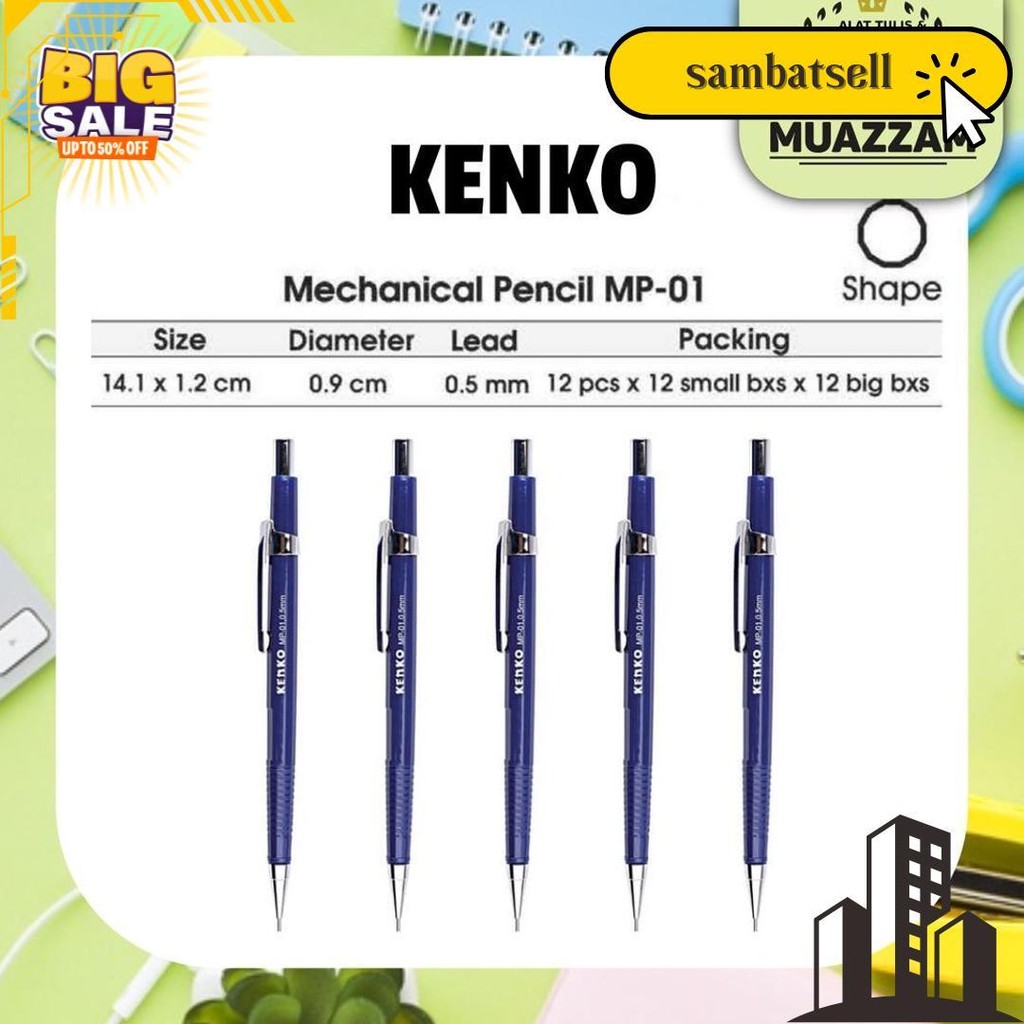 

Kenko Mechanical Pencil Mp-01 (0.5 Mm) Random Color Terlaris