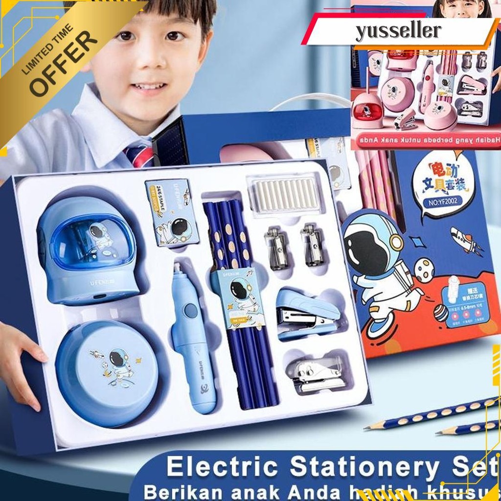 

Electric Stationery Set / Set Alat Tulis Elektrik Rautan Penghapus Vacuum Pensil 11 In 1/Set Alat Tulis Elektrik Cod