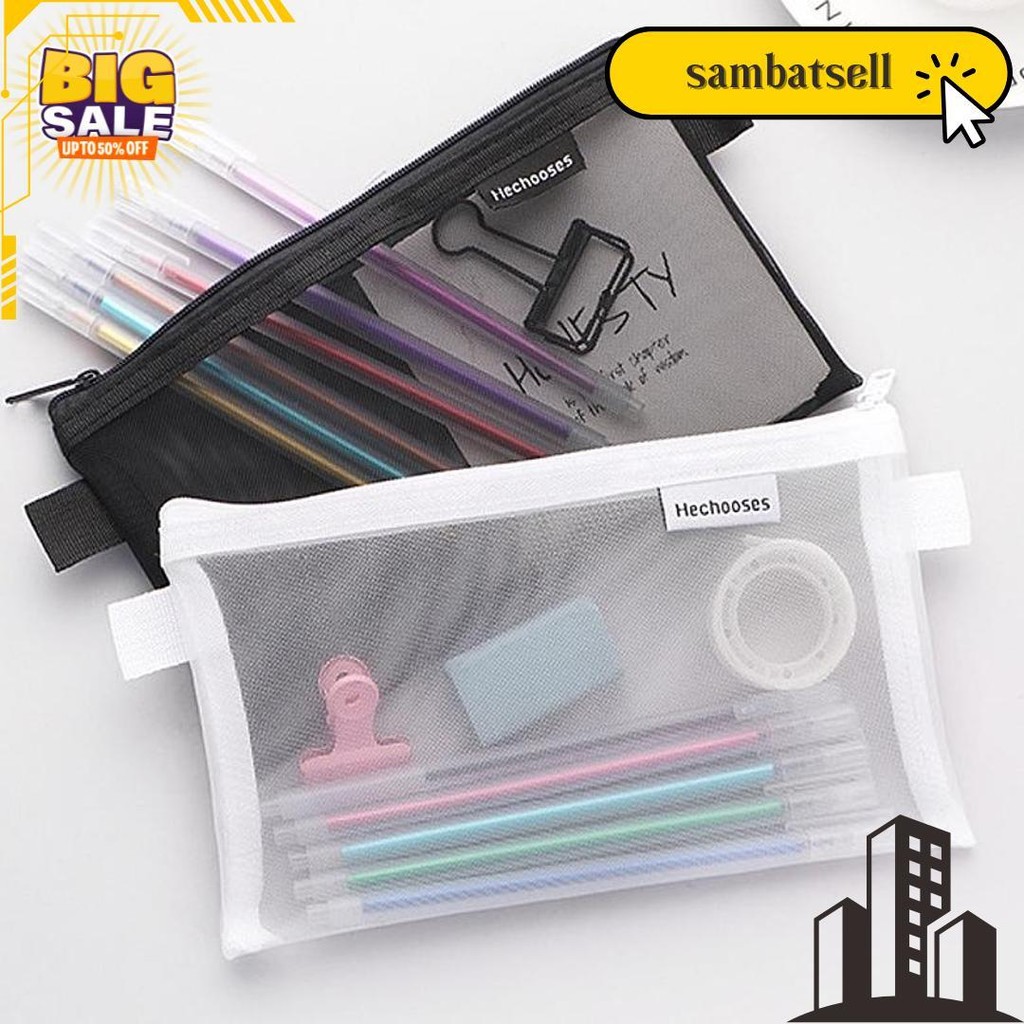 

Murmure.Id | Kotak Pensil / Tempat Pensil Jaring Transparan / Tempat Pensil Transparant Polos Import Cod