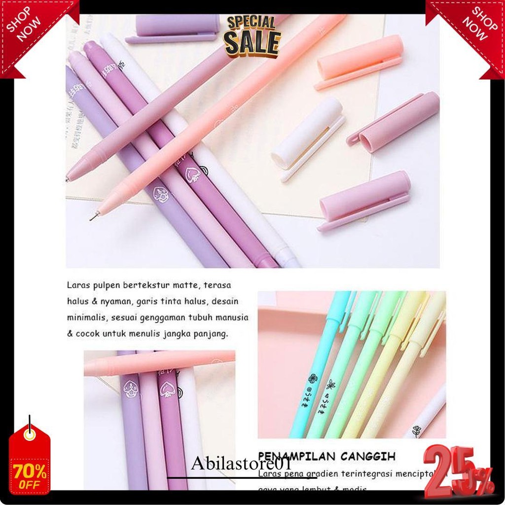 

1Set Isi 6Pcs Pulpen Gel Morandi Color / Pulpen Gel Warna Pastel Lucu / Pen Gel Aesthetic Siap Kirim