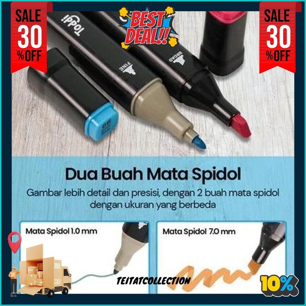 

Hightune Spidol Warna Warni 1 Set 80/100/120 Warna Marker 2 Tip Touch Marker Spidol Permanen Termurah Banget