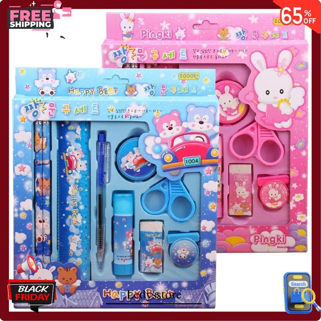 

Paket Alat Tulis Pensil Penghapus Penggaris Gunting Bolpoin Ballpoint Serutan Rautan Lem Paper Clip Stationery Set Lucu Imut Pink Blue Siap Kirim