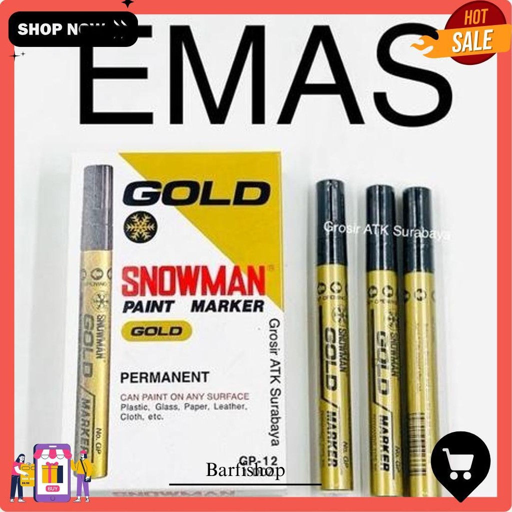 

Spidol Snowman Paint Marker Permanen Besar Sedang Emas Gold Gp 12 / Gp-12 Bisa Cod