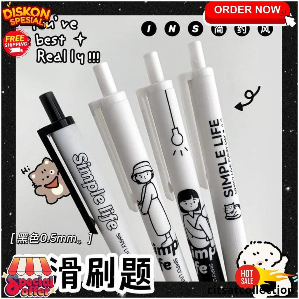 

[Cutie Baby] Set 6 Pena Simple Life / Bolpoin Set / Bolpen Simple Life Terlaris