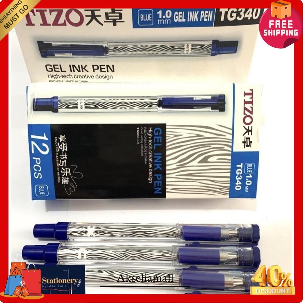 

Bolpen/Ballpoint/Pulpen/Ballpen Tizo 340 1.0 Hitam Biru (Lusin) Bisa Cod