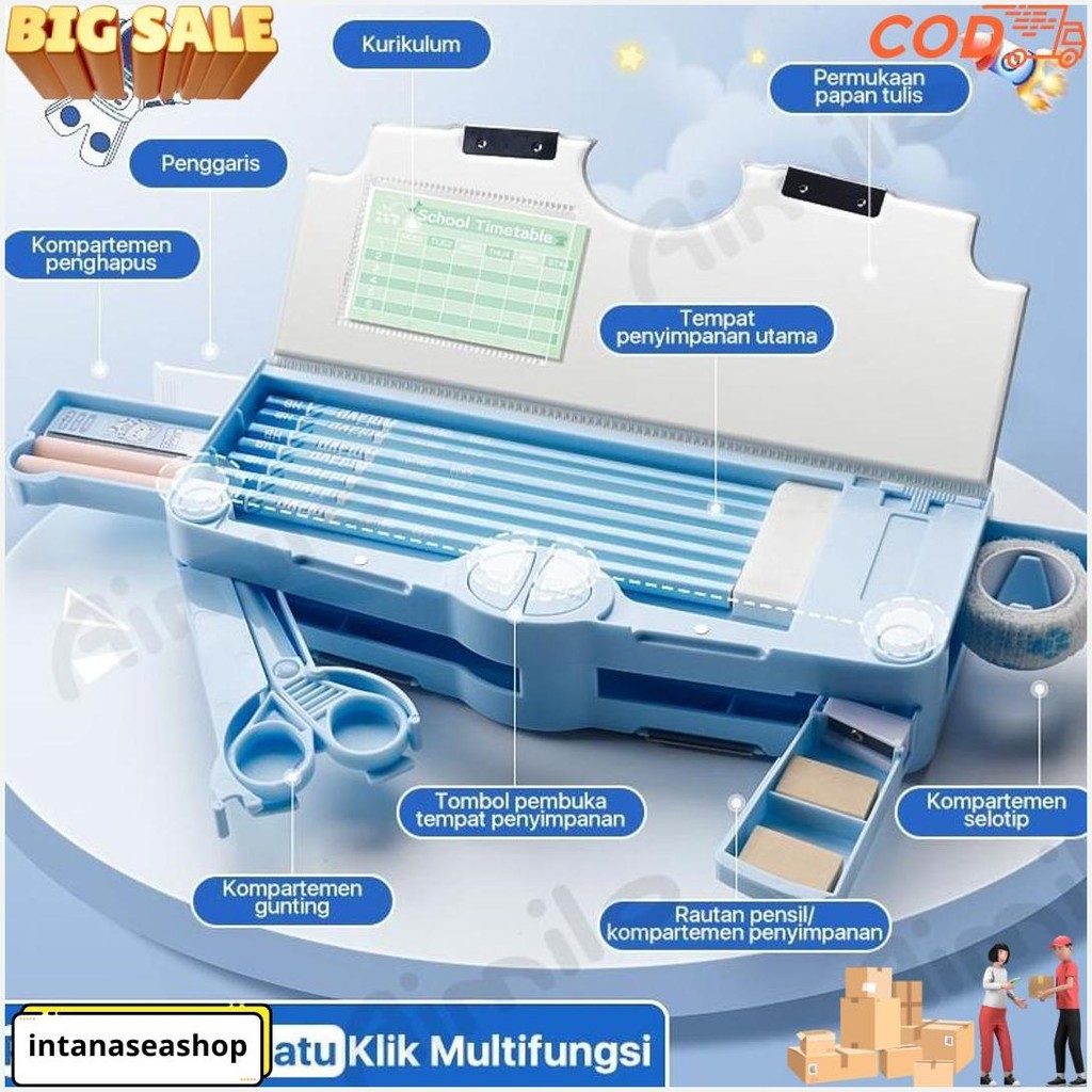 

Aimilo - Tempat Pensil Multifungsi Kotak Pensil Anak Lengkap Peruncing Gunting Isolasi Penghapus Penggaris Alat Tulis Sekolah Original Produk