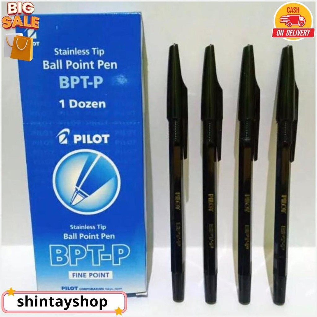 

[Harga Grosir] 12 Pcs Bolpoint Pilot Bpt-P Black Fine Point Stainlees Tip Terlaris