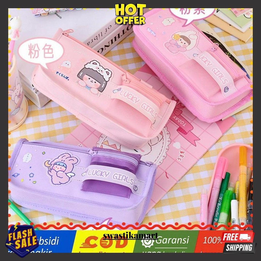 

Txs17 Korean Pen Pencil Case Simple Lucky Girls Kotak Tempat Pensil Box Tkm Siap Kirim
