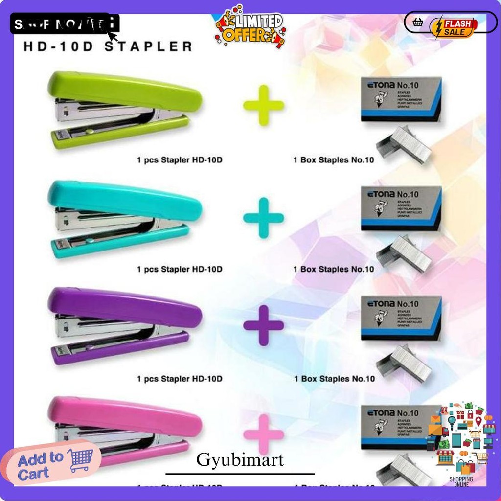 

Stapler Etona Hd10D + Isi Warna Baru. Paket Lengkap Ekonomis. Warna Random! Termurah Banget