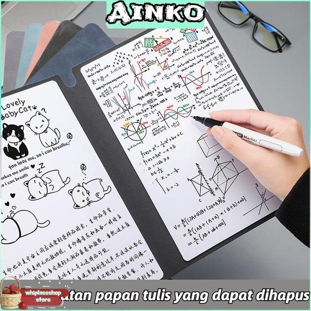 

Papan Tulis Portable A5 Whiteboard Notebook Pu Leather With Pen Draf Buku Notepad Cod